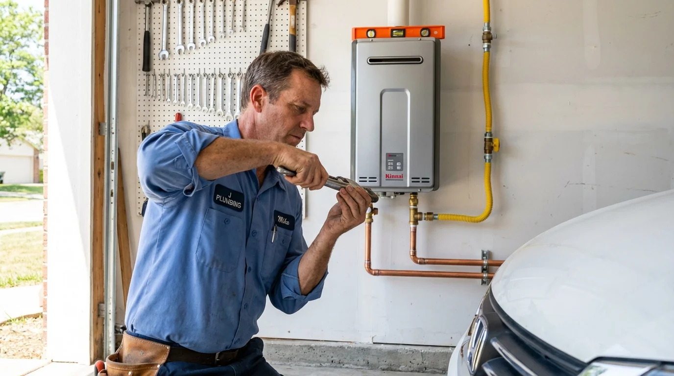 Tankless water heater installation by a Johns Plumbing LLC plumber in Roseau
